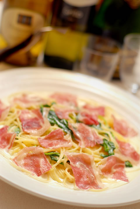 生ハムのクリームパスタ